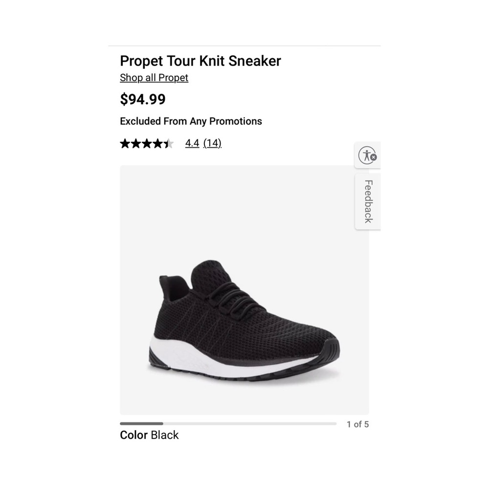 Propet Ortholite Womens Knit Sneaker - Black